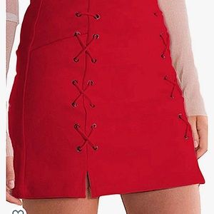 New Lace-Up Red Skirt